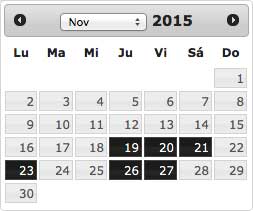Calendario noviembre 2015