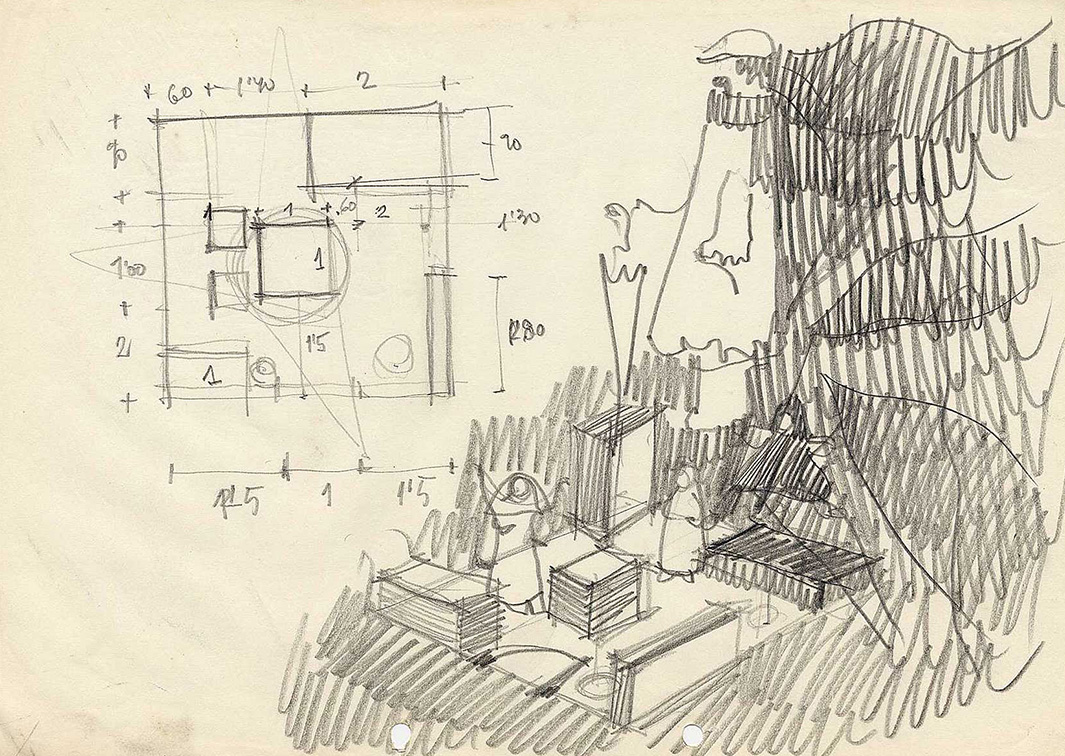 Cuento para la hora de acostarse, de Sean O’Casey, por Esperpento. Boceto de escenografía. Procedencia: CIRAE.