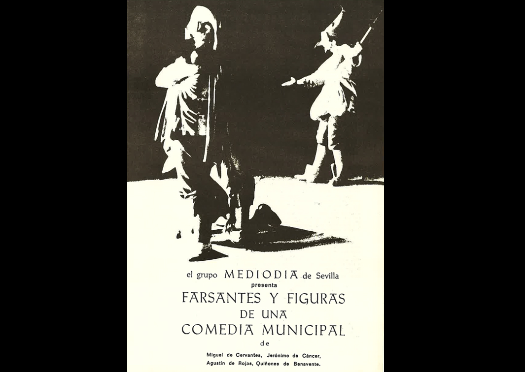 Farsantes y figuras de una comedia municipal, de Teatro del Mediodía. Programa de mano de su representación en el Teatro Lope de Vega de Sevilla. Procedencia: CDAEM.