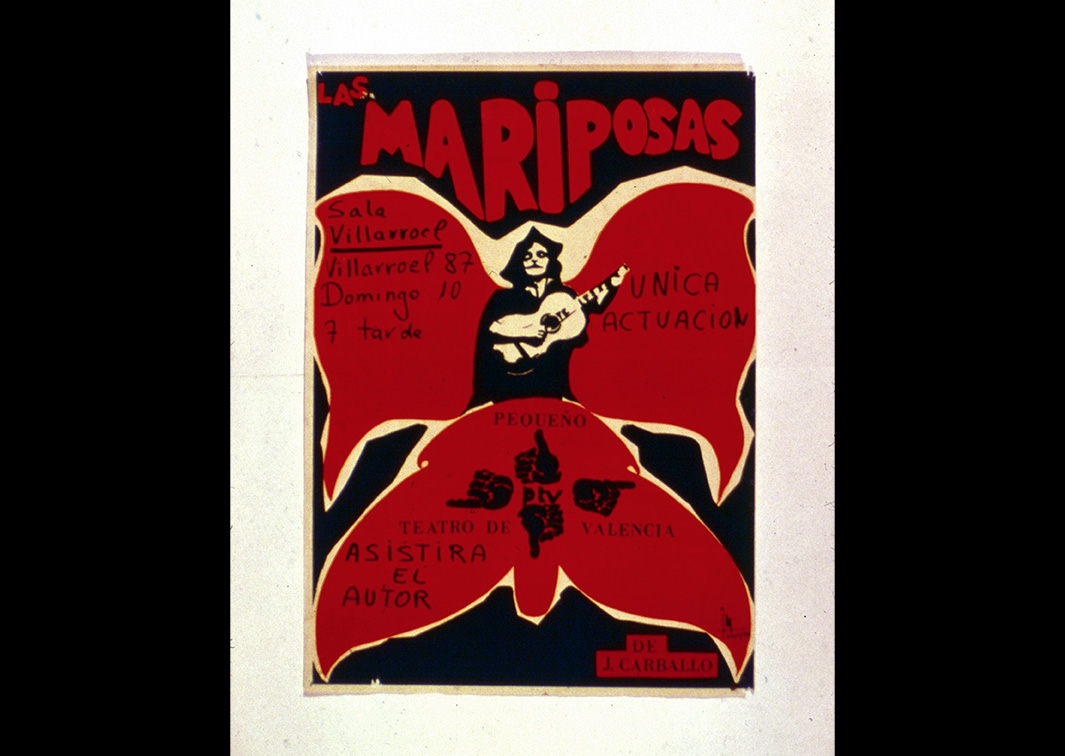 Las mariposas, de Jaime Carballo, por Pequeño Teatro de Valencia (P.T.V.). Cartel. Procedencia: CDAEM.