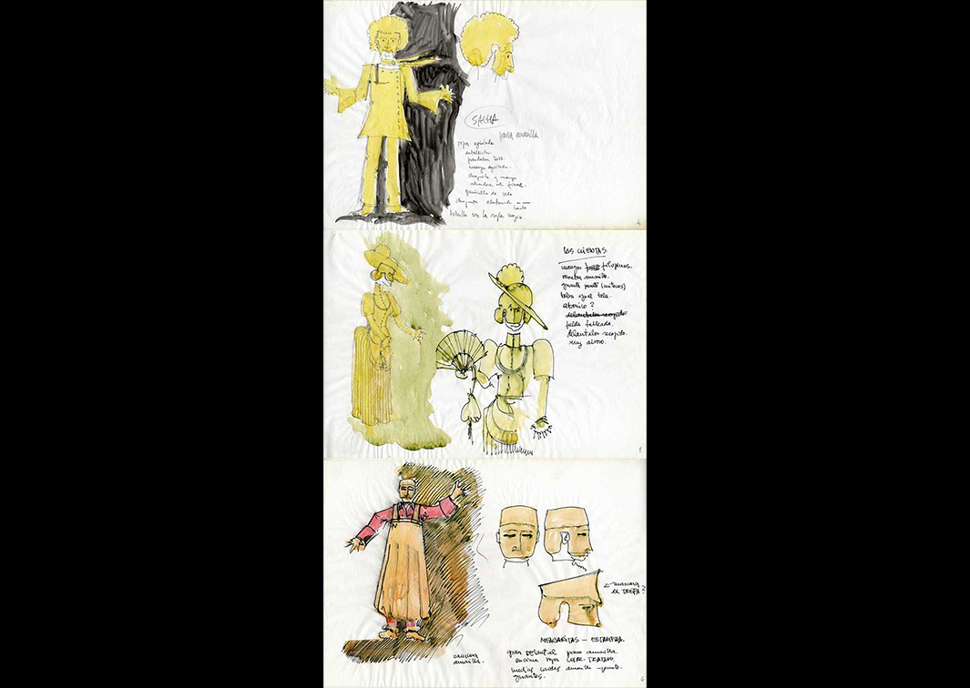 Los mercaderes de ciudades, por Teatro del Mediodía (1977). Figurines. Procedencia: CIRAE.