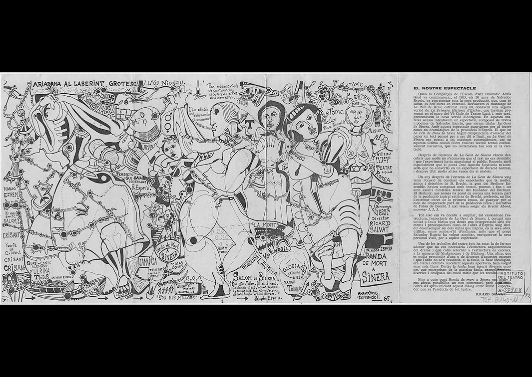 Ronda de mort a Sinera, sobre textos de Salvador Espriu, por la Escola d’Art Dramàtic Adrià Gual (1965). Programa de mano. Procedencia: CDiMAE.