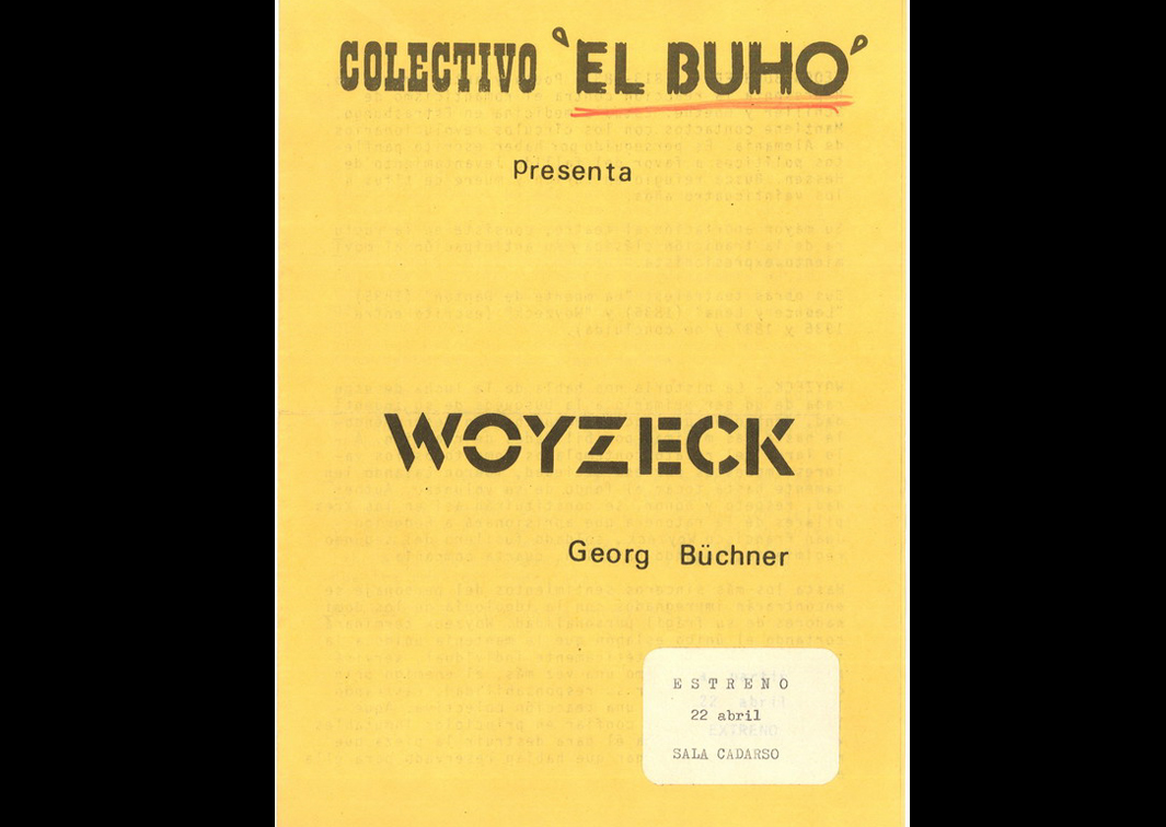 Woyzeck, de Georg Büchner, por el colectivo El Búho. Programa de mano. Procedencia: CDAEM.