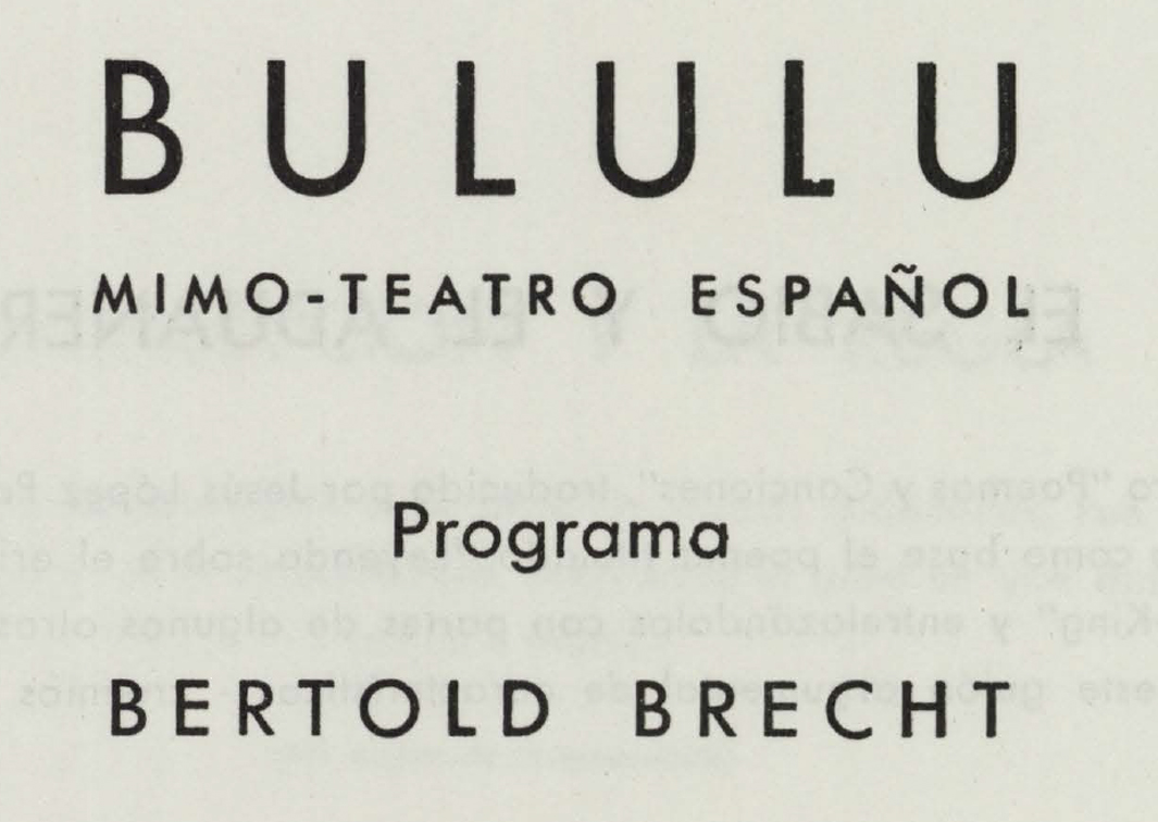 Bululú. 1967. Bertold Brecht