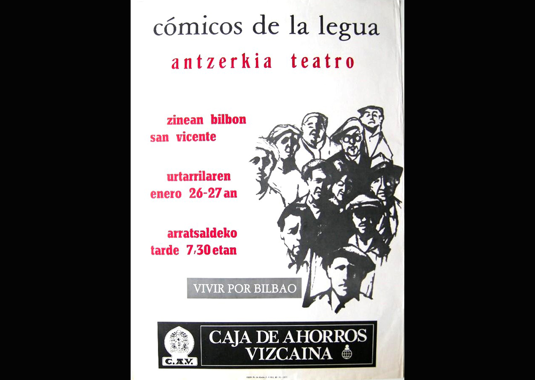 Vivir por Bilbao, creación colectiva (1975). Cartel de su representación en el cine San Vicente de Bilbao.