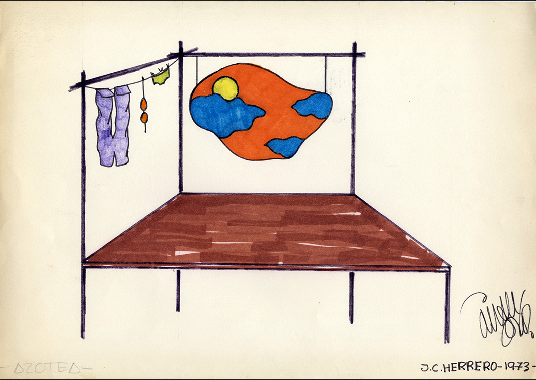 Crótalo. Bocetos escenográficos de El adefesio, de Rafael Alberti (1973). Procedencia: CIRAE.