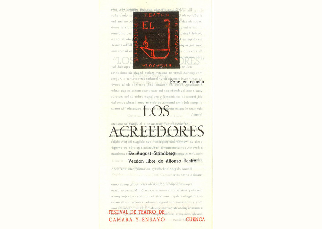 Los acreedores, de August Strindberg (1964). Programa de mano de su representación en el Festival de Teatro de Cámara y Ensayo de Cuenca. Procedencia: CDAEM.