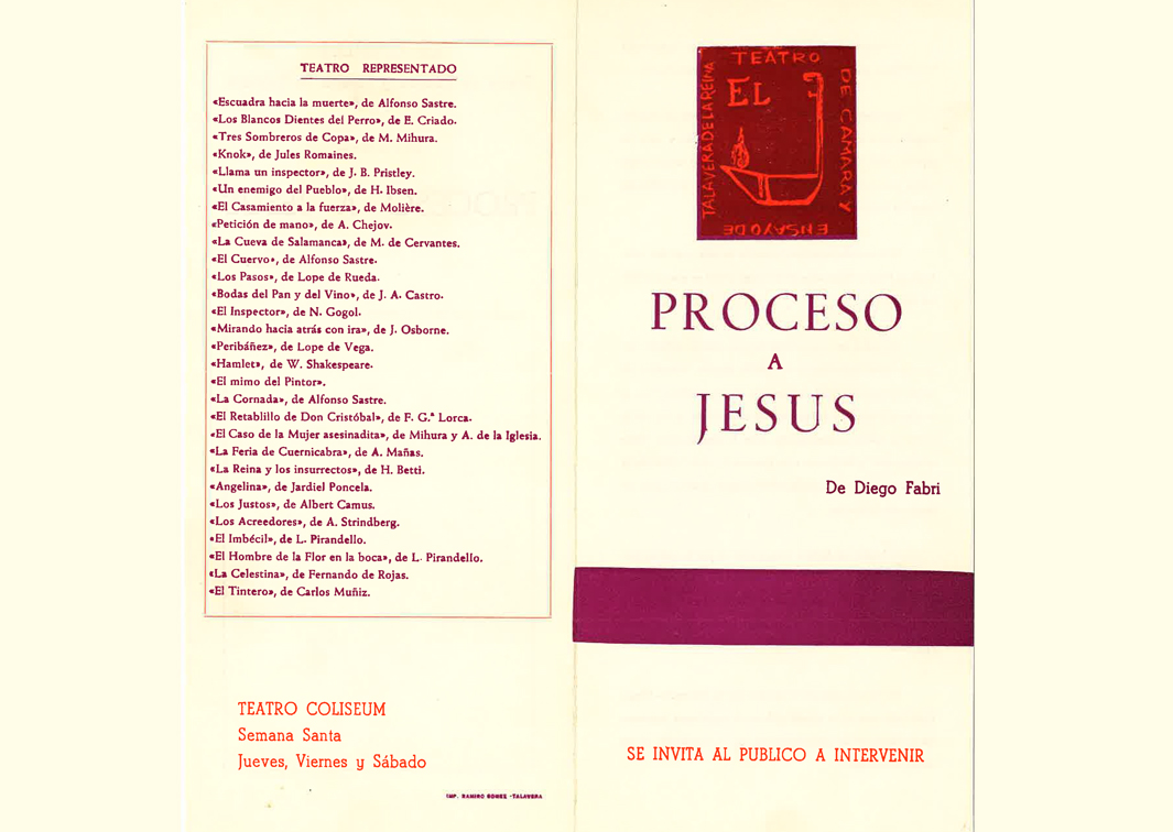 Proceso a Jesús, de Diego Fabri (1965). Programa de mano. Procedencia: CDAEM.