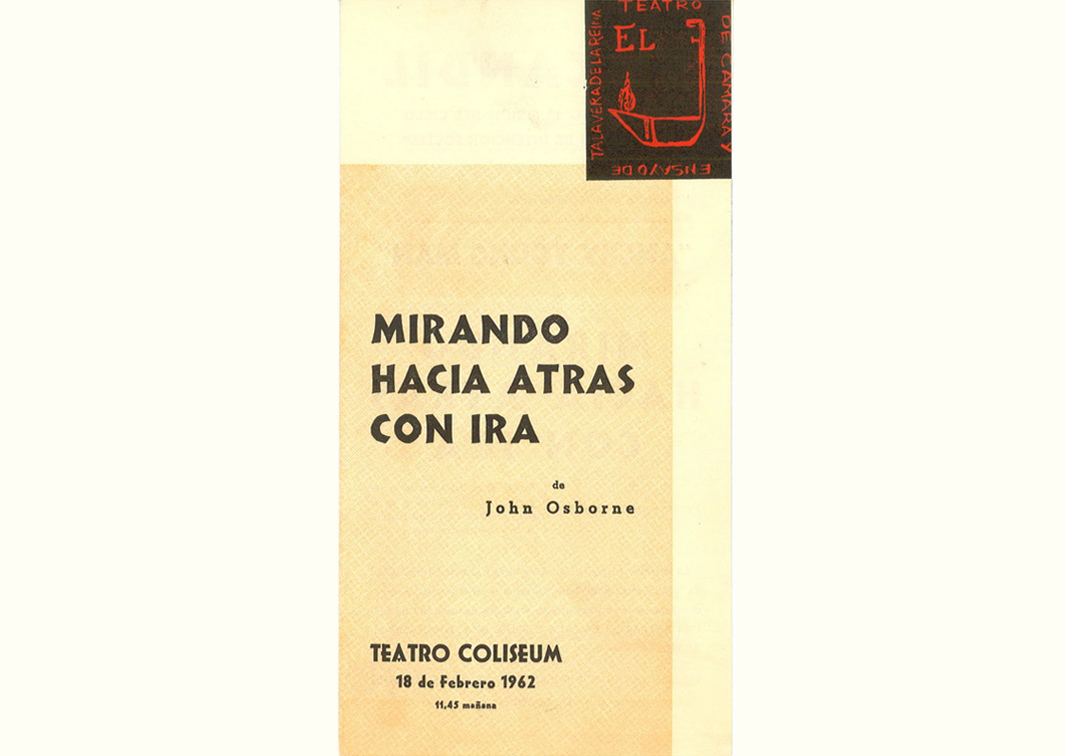 Mirando hacia atrás con ira, de John Osborne. Programa de mano de su lectura escenificada dentro del ciclo de Teatro de Intención Social (1962). Procedencia: CDAEM.