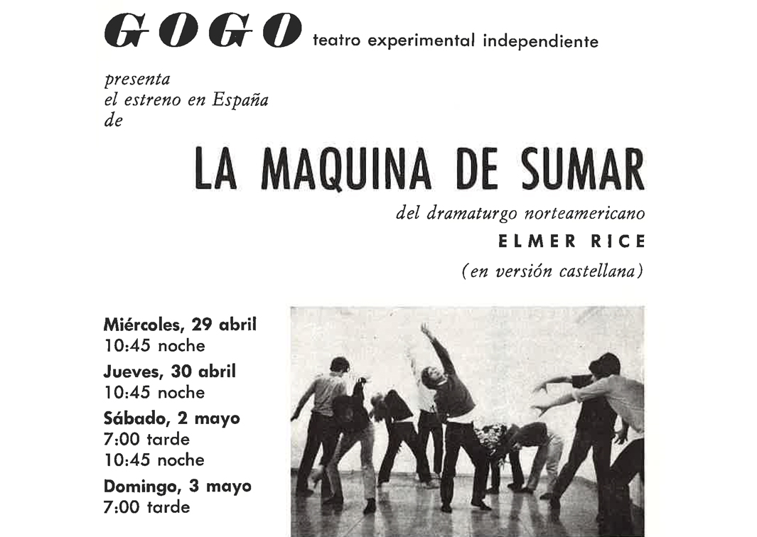 La máquina de sumar, de Elmer Rice. Programa de mano de su representación en el Instituto de Estudios Norteamericanos. Procedencia: CDAEM.