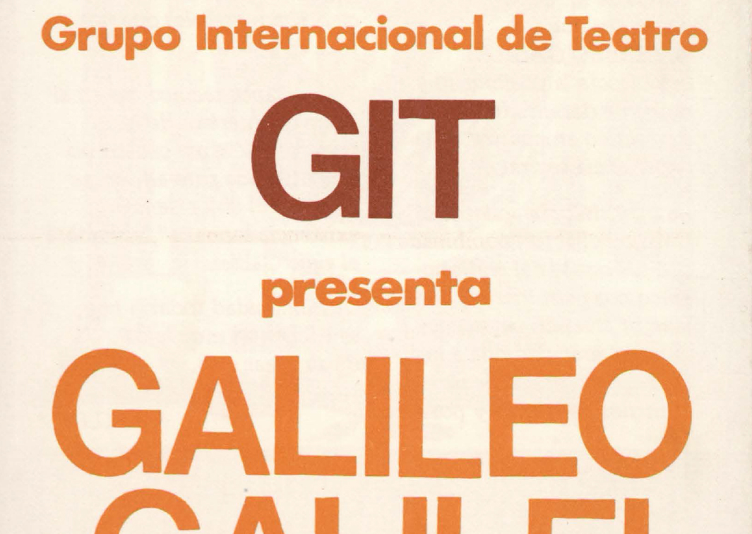 G.I.T. Galileo Galilei, de Bertolt Brecht. Programa de mano de su representación en la Sala Olimpia de Madrid (1979). Procedencia: CDAEM.