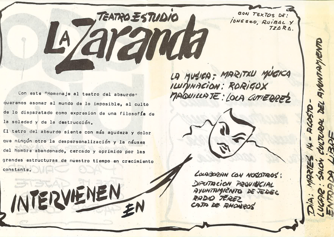 La Zaranda. Agobio (1980). Programa de mano de su representación en el Centro Cultural del Ayuntamiento de Jerez. Procedencia: CDAEM.