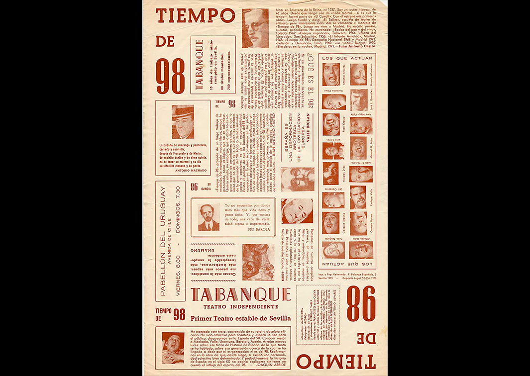 Tabanque. Tiempo del 98, de Juan Antonio Castro (1974). Programa de mano. Procedencia: CDAEM.