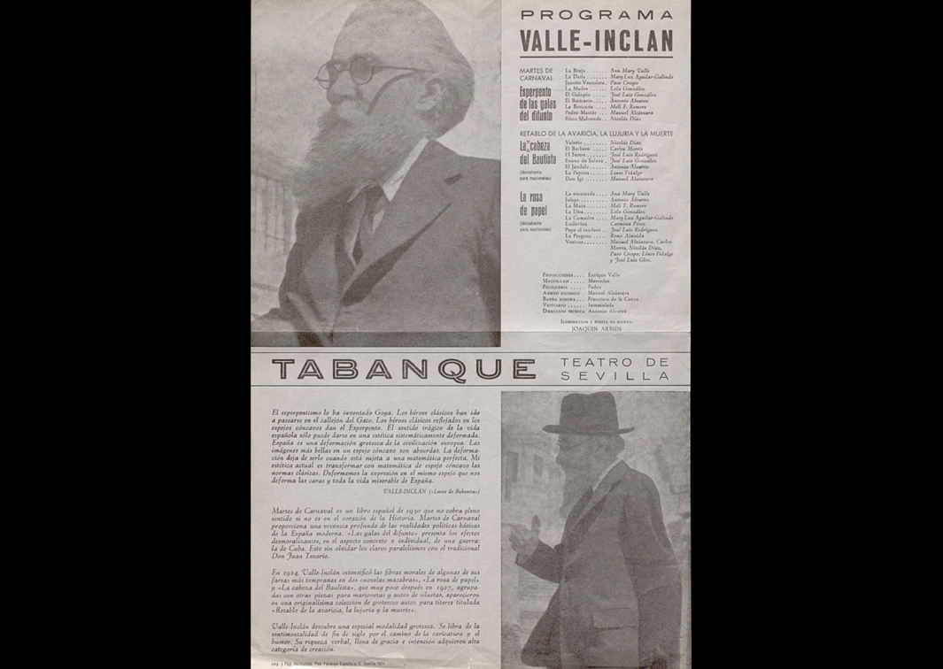 Tabanque. Programa Valle-Inclán (1976). Programa de mano. Procedencia: CDAEM.