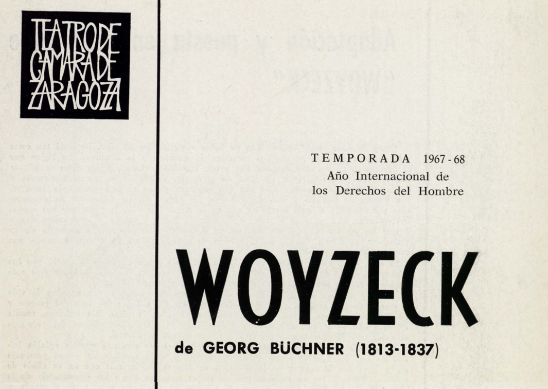 Teatro de Cámara de Zaragoza. Woyzeck, de G. Büchner (1967). Programa de mano. Procedencia: CDAEM.